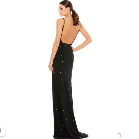 SOLD - RHINESTONE EMBELLISHED V-NECK GOWN Size O COLOR — Black New With Tags - Picture 3 of 7